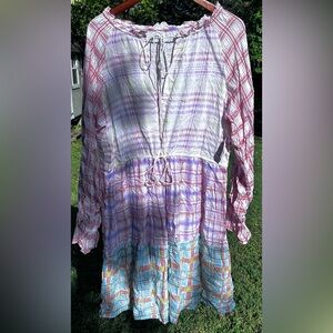 Plaid Long Sleeve Pastel Dress